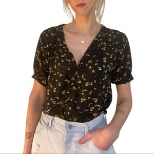 Black floral blouse